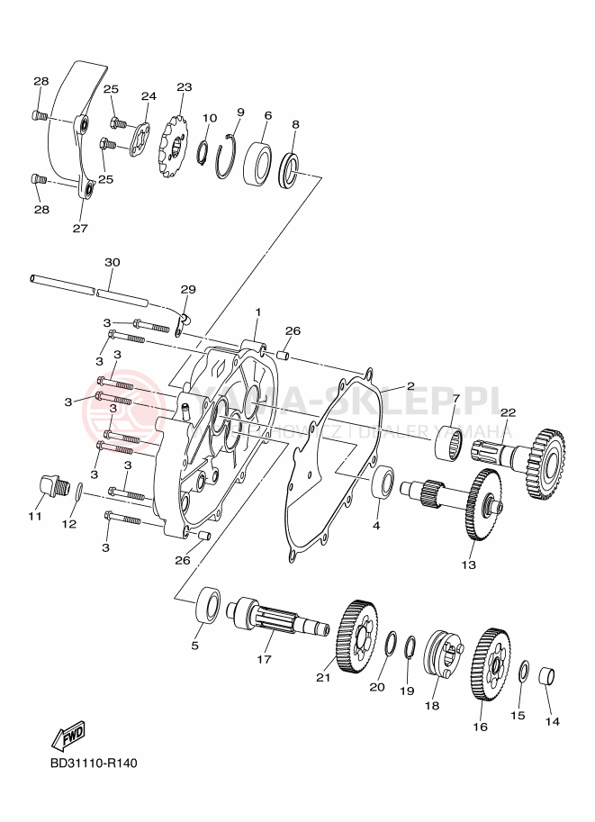 Schemat "Skrzynia biegów " do Yamaha YFM90R