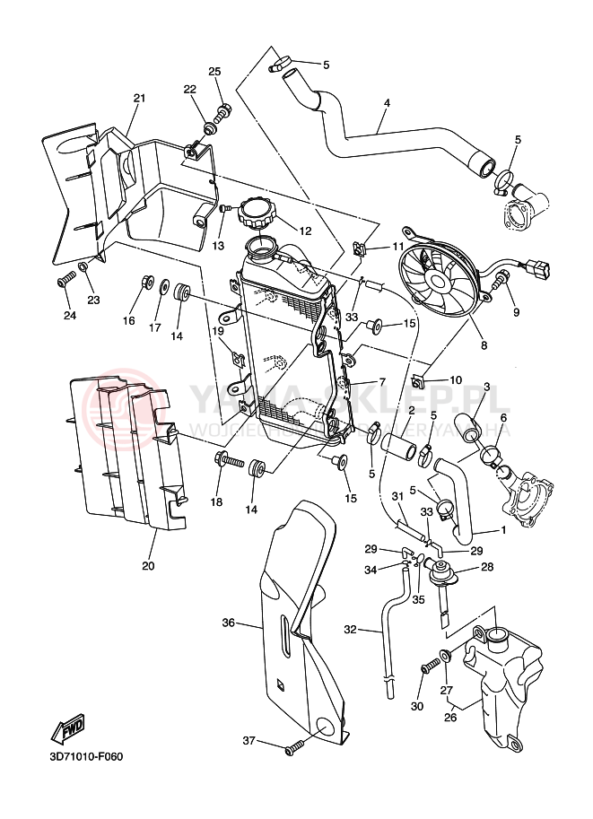 Schemat "Układ chlodzenia" do Yamaha WR250R