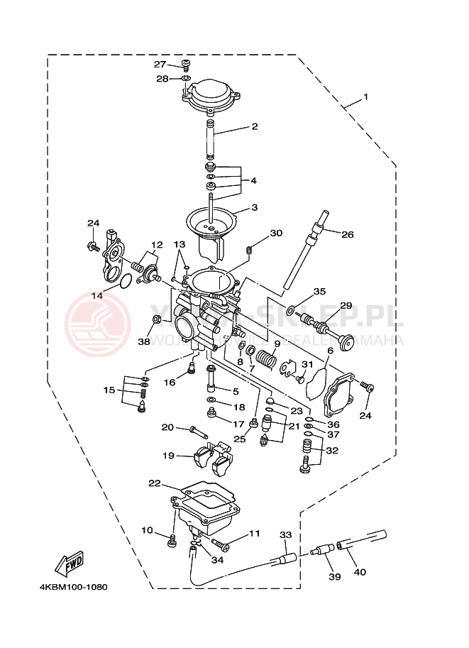 Schemat "Gaźnik" do Yamaha YFM350FWX