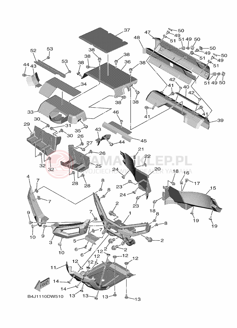 Schemat "osłona / stelaż" do Yamaha WOLVERINE RMAX EPS SE