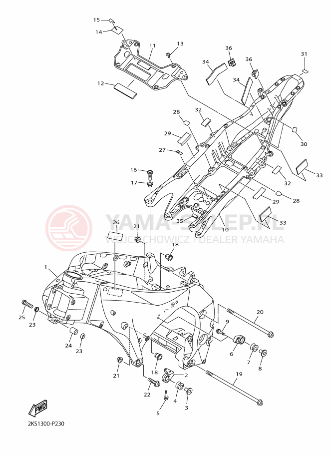 Schemat "rama" do Yamaha YZF-R1M