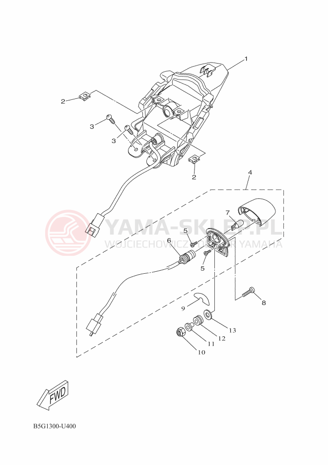 Schemat "Oświetlenie tył" do Yamaha YZF-R125
