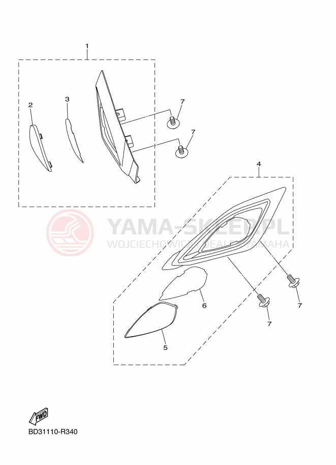 Schemat "Lampa przód" do Yamaha YFM90R