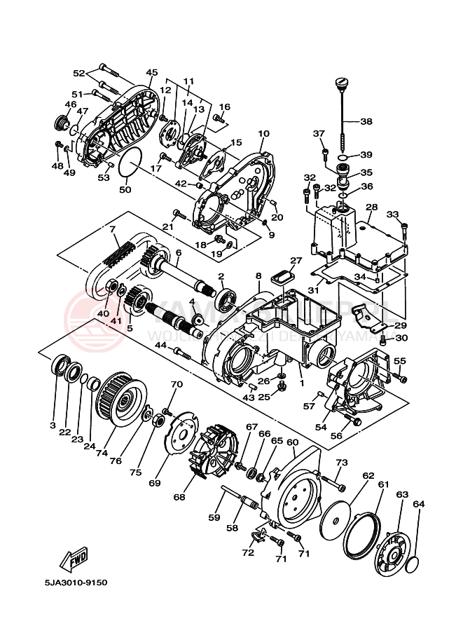 Schemat "Przeniesienie napędu" do Yamaha XV1600 XV1600A
