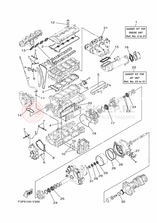 Schemat "Zestaw naprawczy" do Yamaha GP1800R SVHO