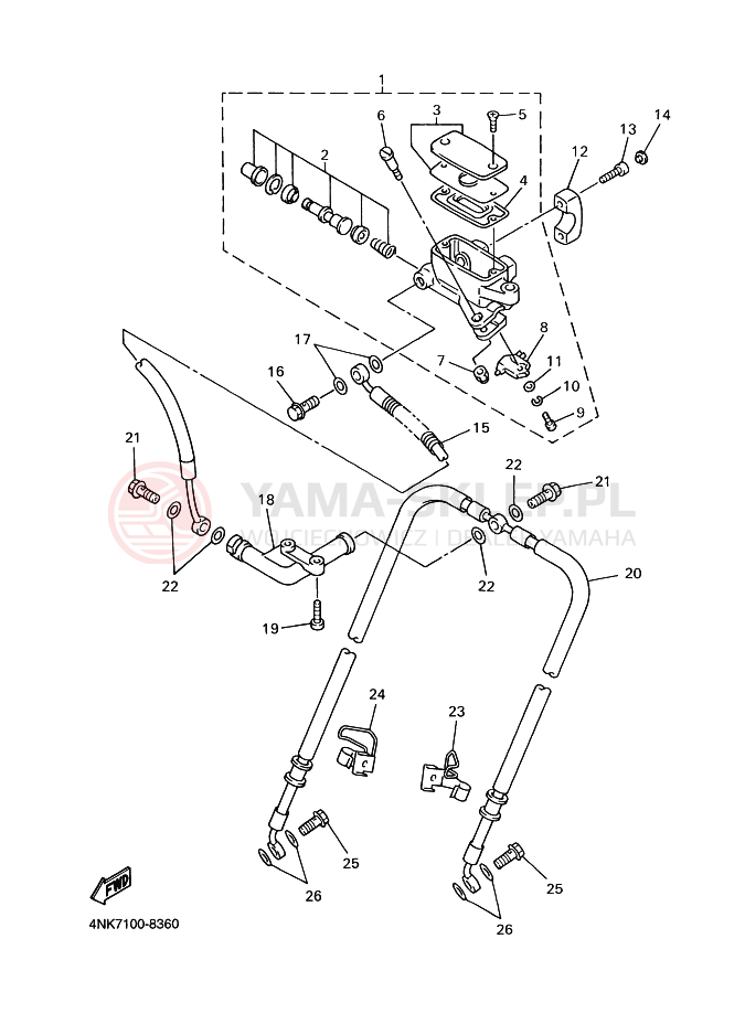 Schemat "Pompa hamulcowa przednia" do Yamaha XVZ1300A ROYALSTAR