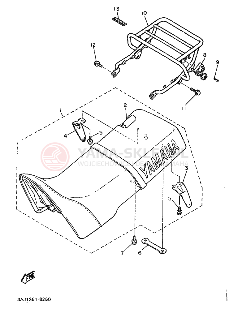 Schemat "Siedzenie - stelaż" do Yamaha XT600Z TENERE