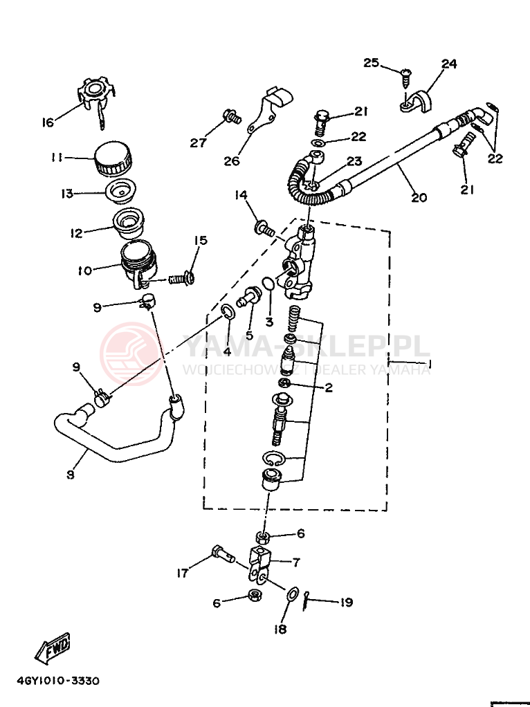Schemat "Pompa hamulcowa tył" do Yamaha TT250R TT250RF