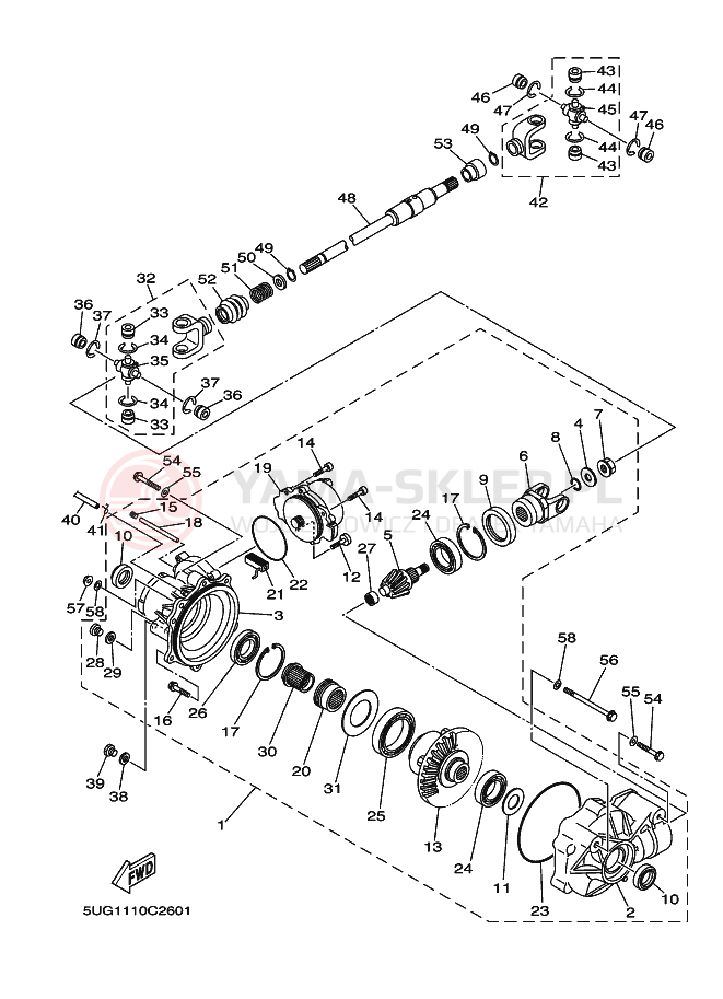Schemat "Wał napędowy przód" do Yamaha RHINO 660