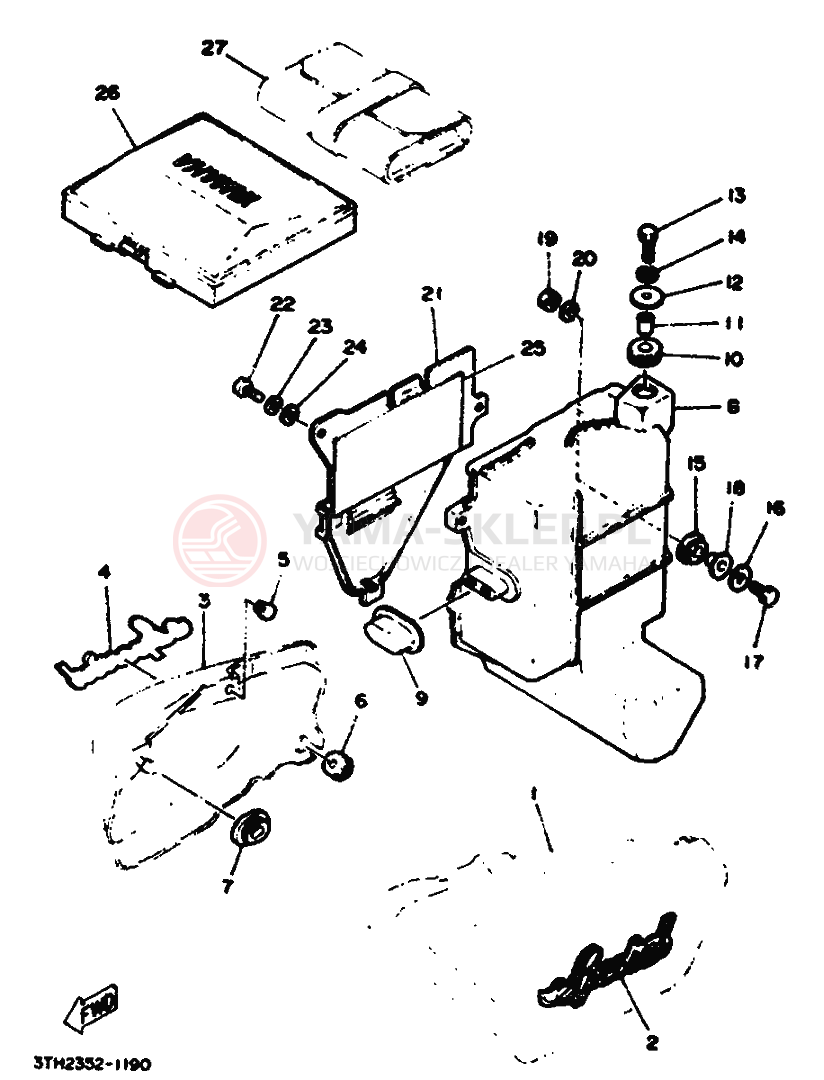 Schemat "Pokrywa boczna" do Yamaha SR250