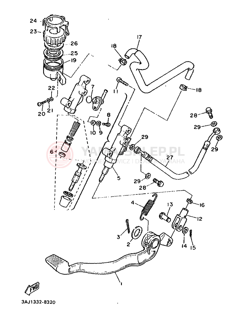 Schemat "CYLINDER MASTER" do Yamaha XT600Z TENERE