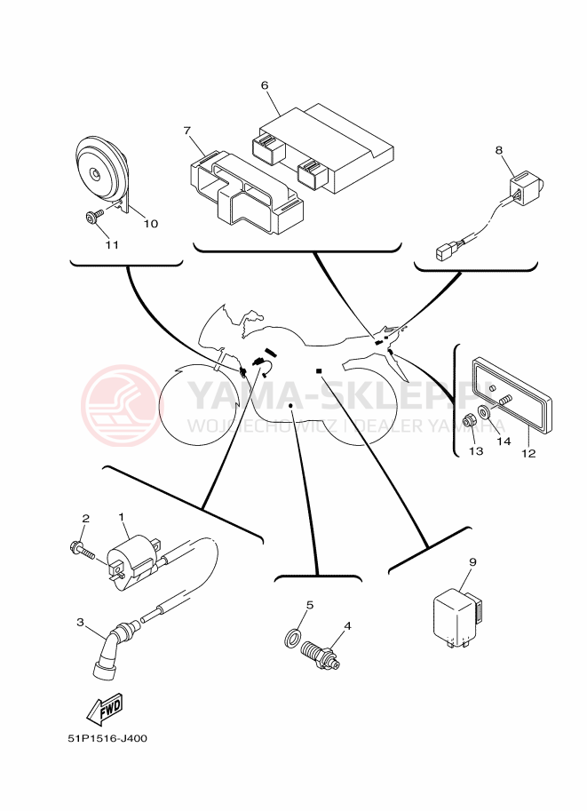 Schemat "układ elektryczny" do Yamaha YBR125ESD