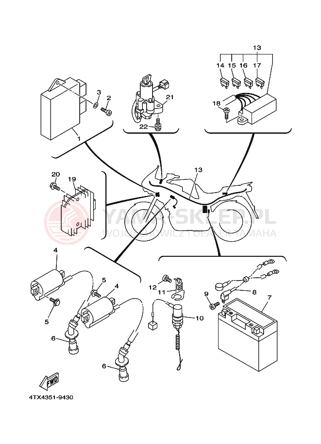 Schemat "układ elektryczny" do Yamaha TDM850