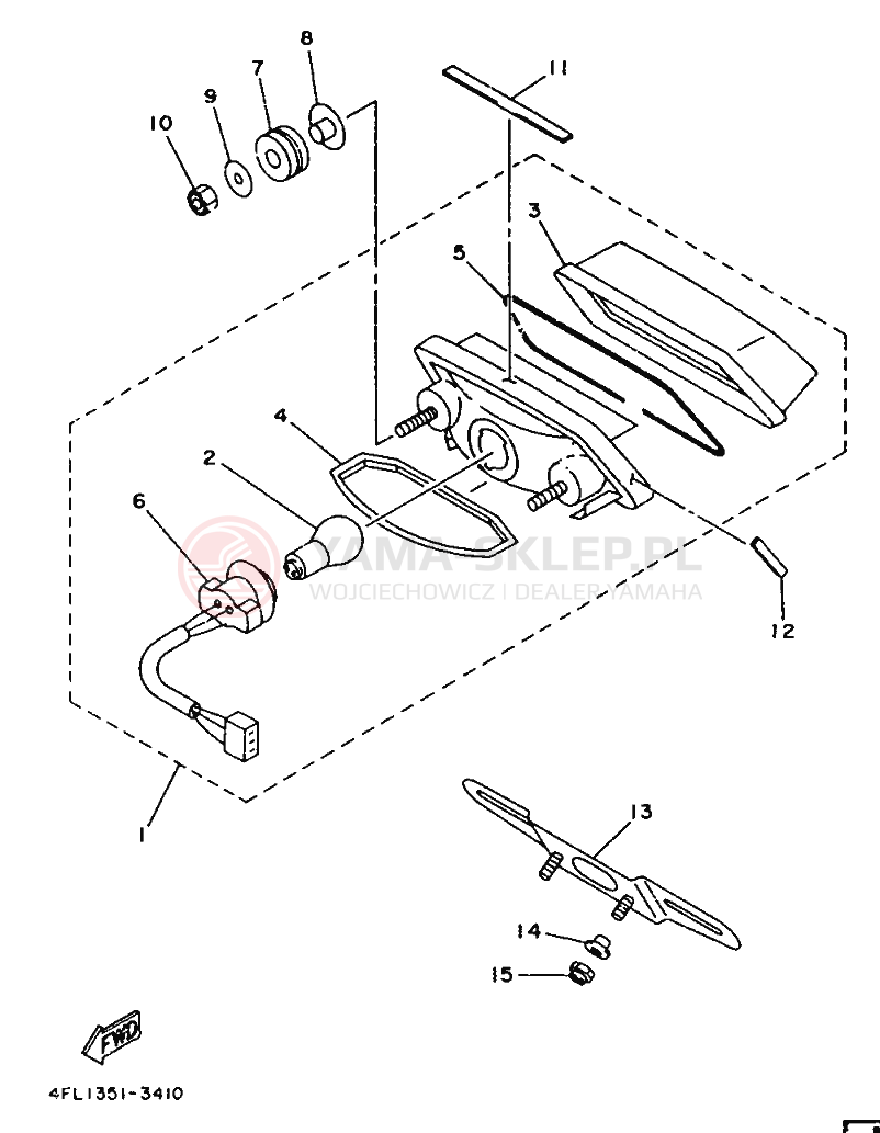 Schemat "Oświetlenie tył" do Yamaha TZR125