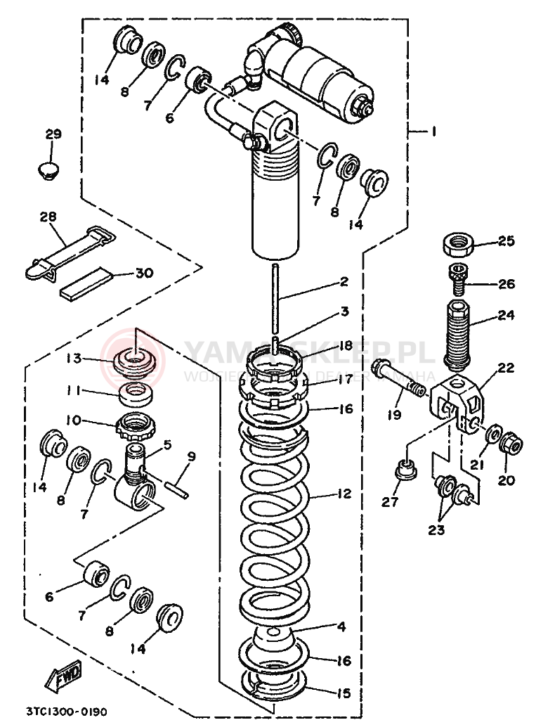 Schemat "zawieszenie tył" do Yamaha TZ250A