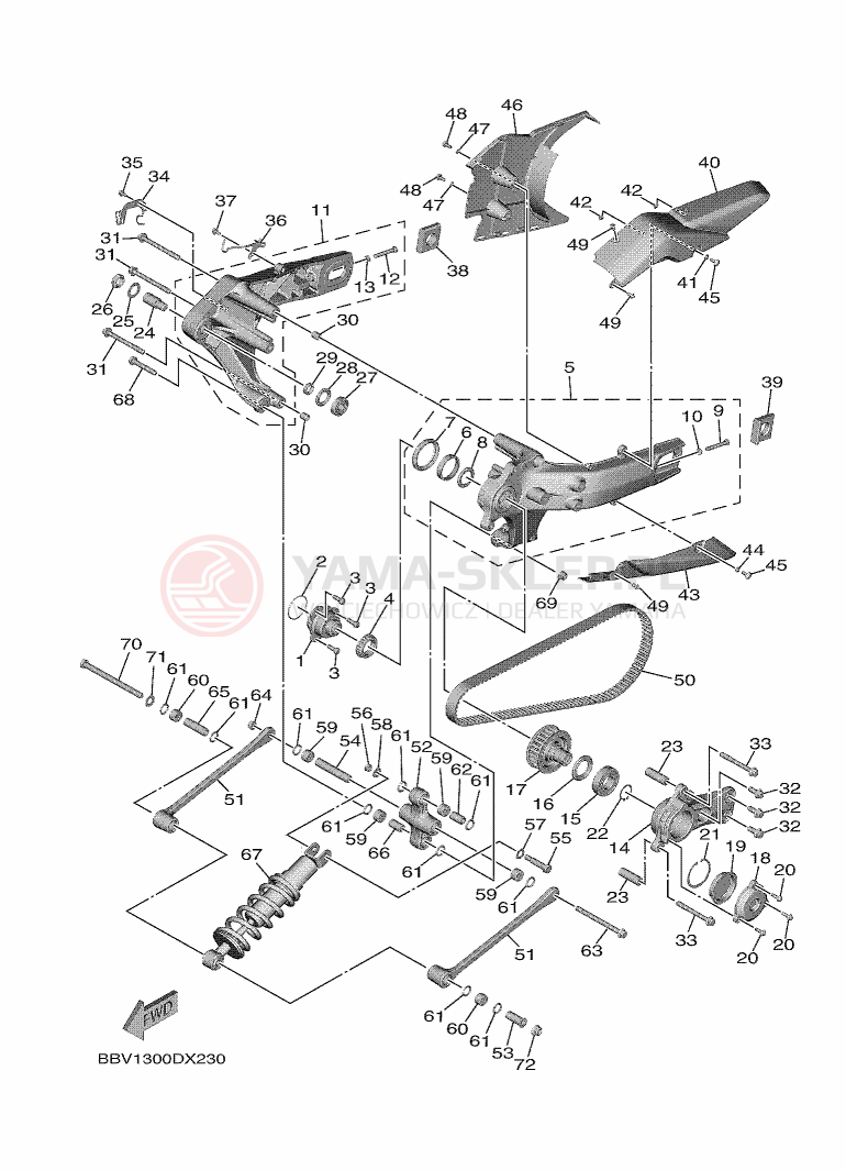 Schemat "wahacz, zawieszenie tył" do Yamaha TMAX