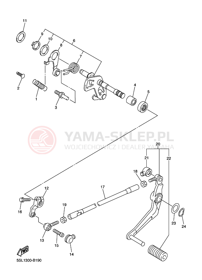 Schemat "Dźwignia zmiany biegów, wałek" do Yamaha YZF-R6