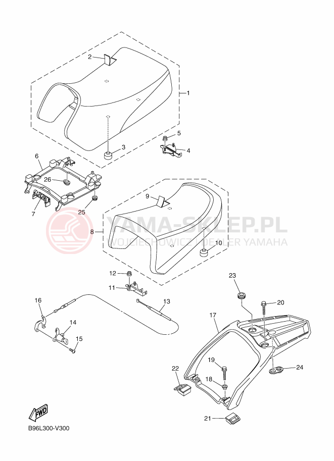 Schemat "siedzenie" do Yamaha FJR1300AS