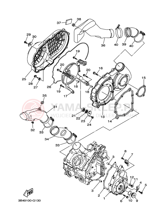 Schemat "Pokrywa silnika" do Yamaha GRIZZLY 700 FI