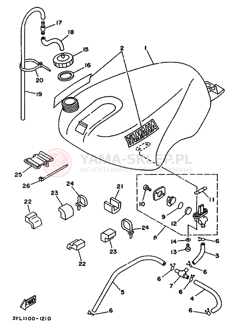 Schemat "zbiornik paliwa" do Yamaha TZ250