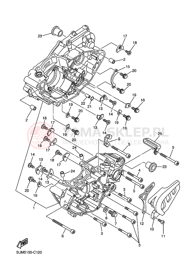 Schemat "Pokrywa silnika" do Yamaha WR250F