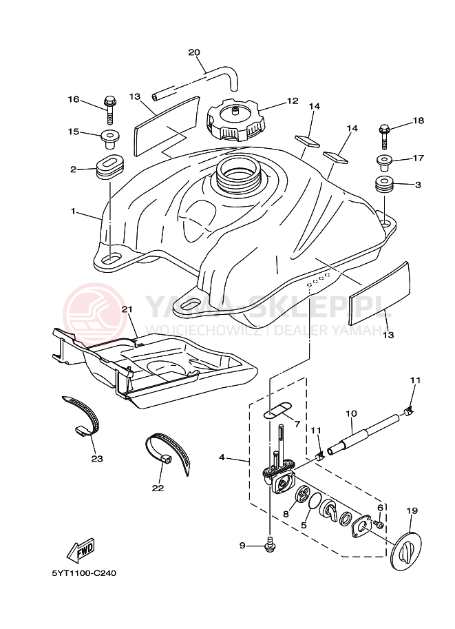 Schemat "zbiornik paliwa" do Yamaha YFM350R
