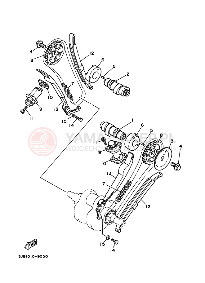 Schemat "Rozrząd - łańcuszek" do Yamaha XV400 VIRAGO