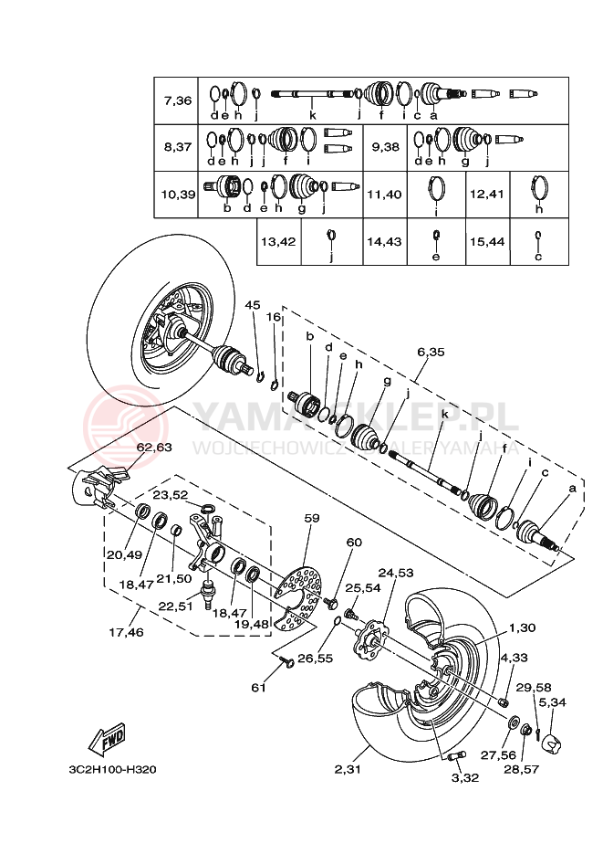 Schemat "Koło przód" do Yamaha WOLVERINE 4WD