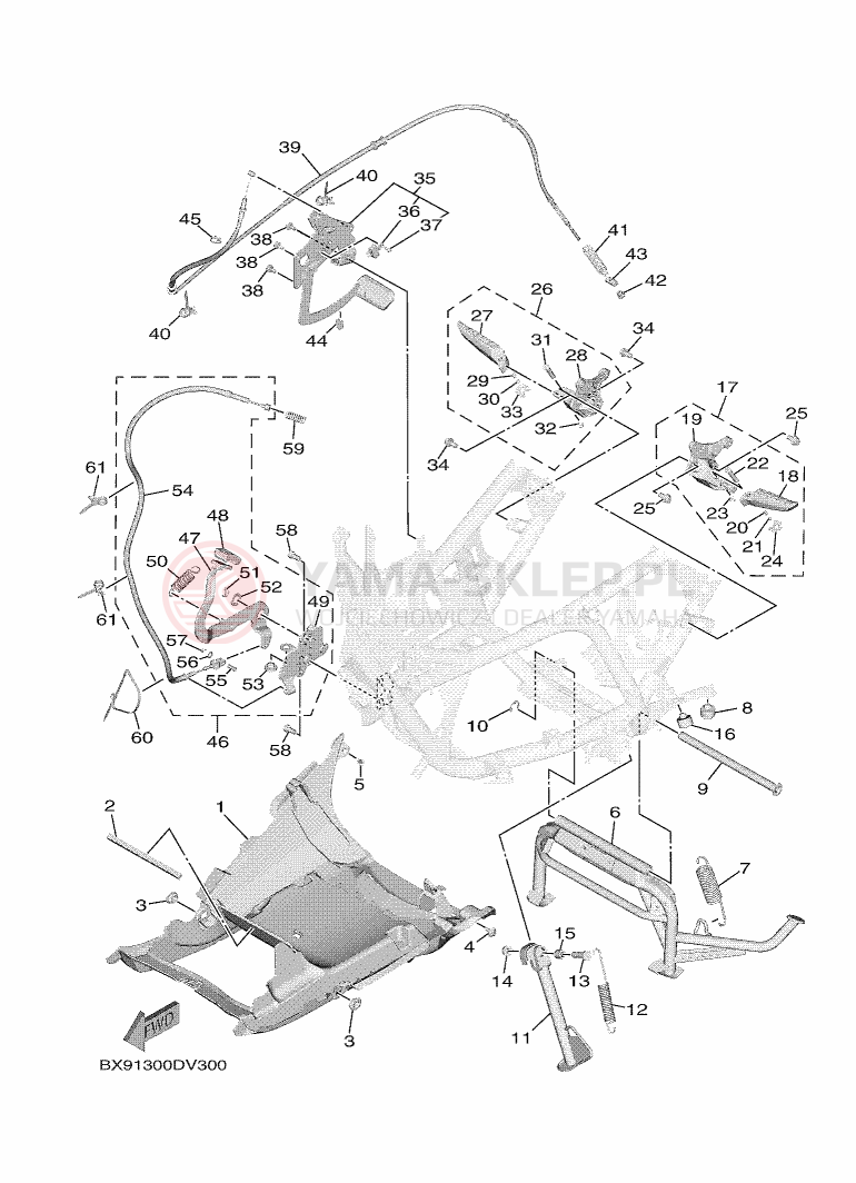 Schemat "Stopka postojowa i podnóżki" do Yamaha TRICITY 300