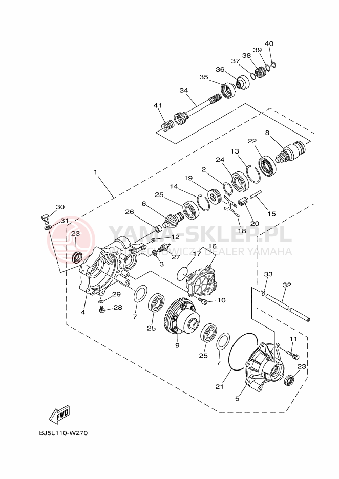Schemat "Wał napędowy przód" do Yamaha KODIAK 450
