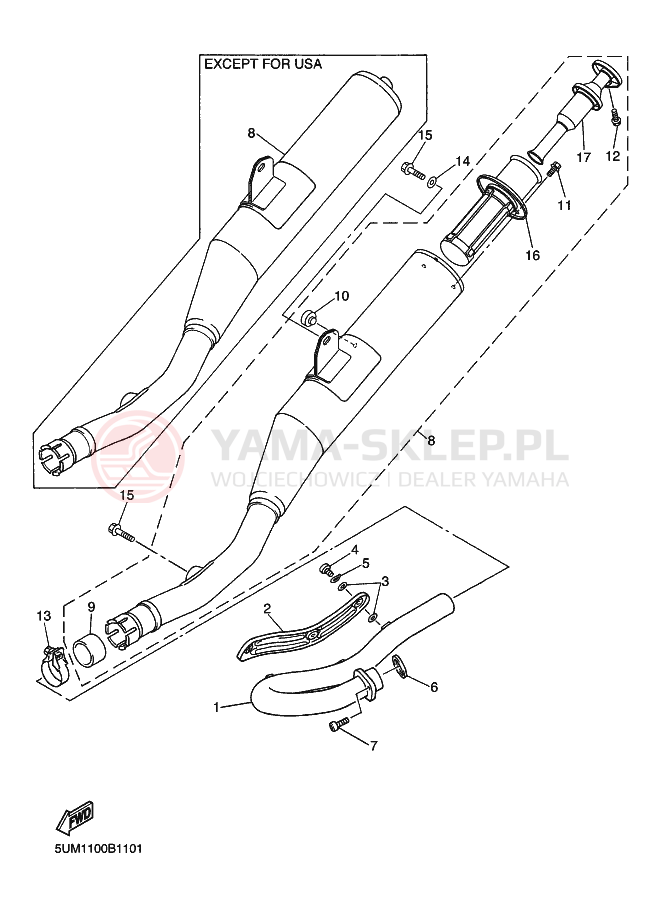 Schemat "Wydech końcowy" do Yamaha WR250F