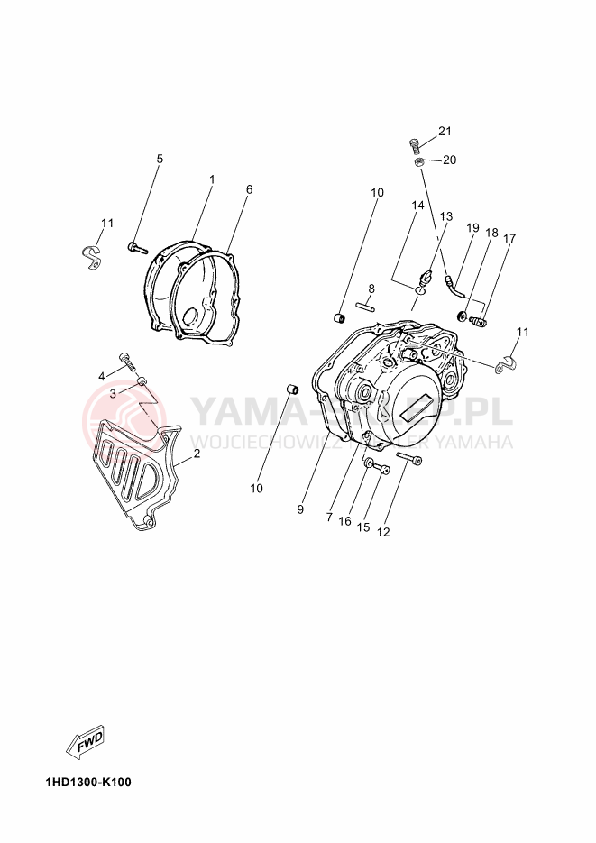 Schemat "Pokrywa silnika" do Yamaha TZR50