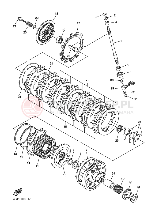 Schemat "sprzęgło" do Yamaha YZF-R1S R1