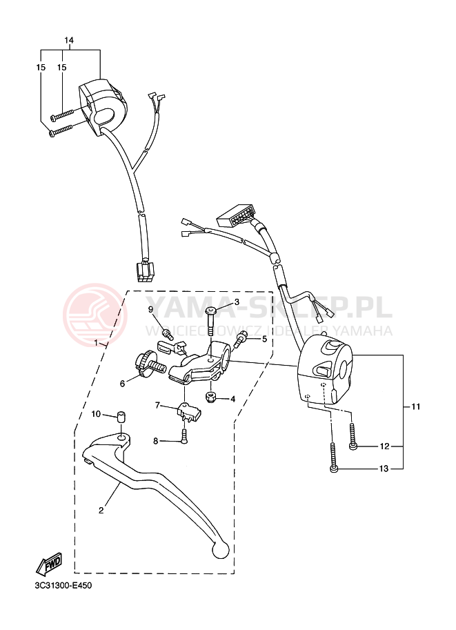 Schemat "Kierownica i osprzęt" do Yamaha FZ1-SA FAZER