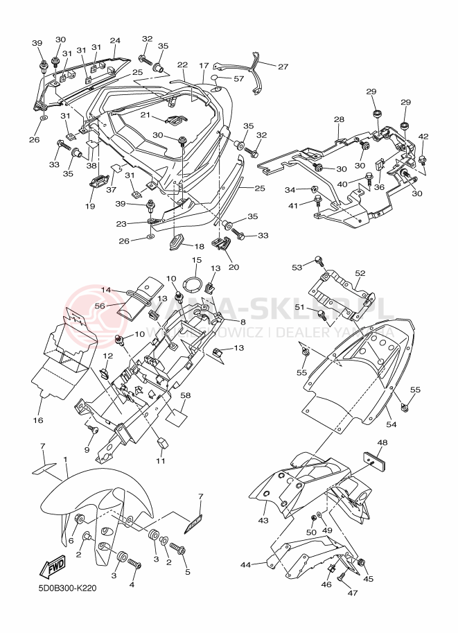 Schemat "błotnik" do Yamaha FZ1-SA