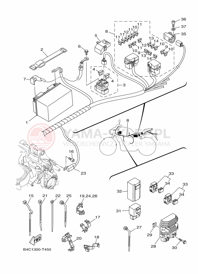Schemat "układ elektryczny" do Yamaha MT-07 ABS