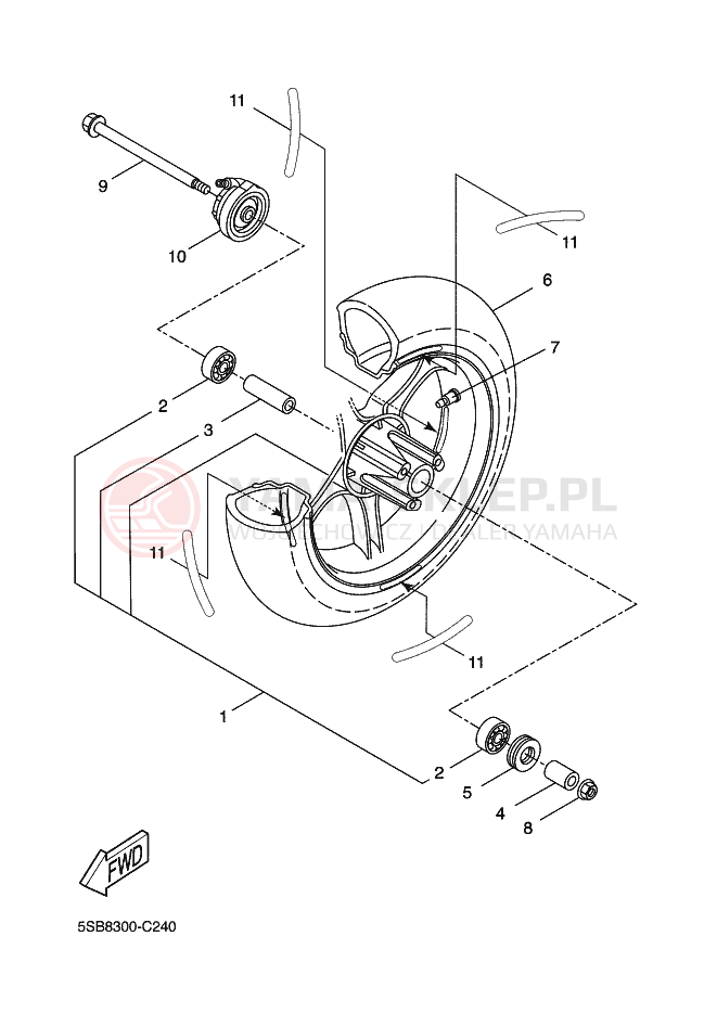 Schemat "Koło przód" do Yamaha AEROX