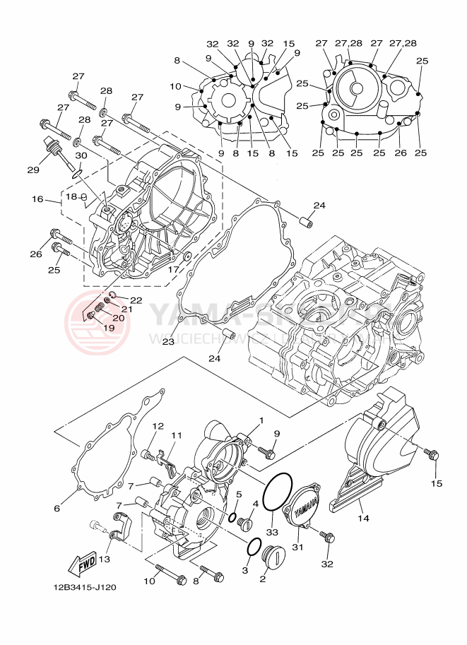 Schemat "Pokrywa silnika" do Yamaha YS250