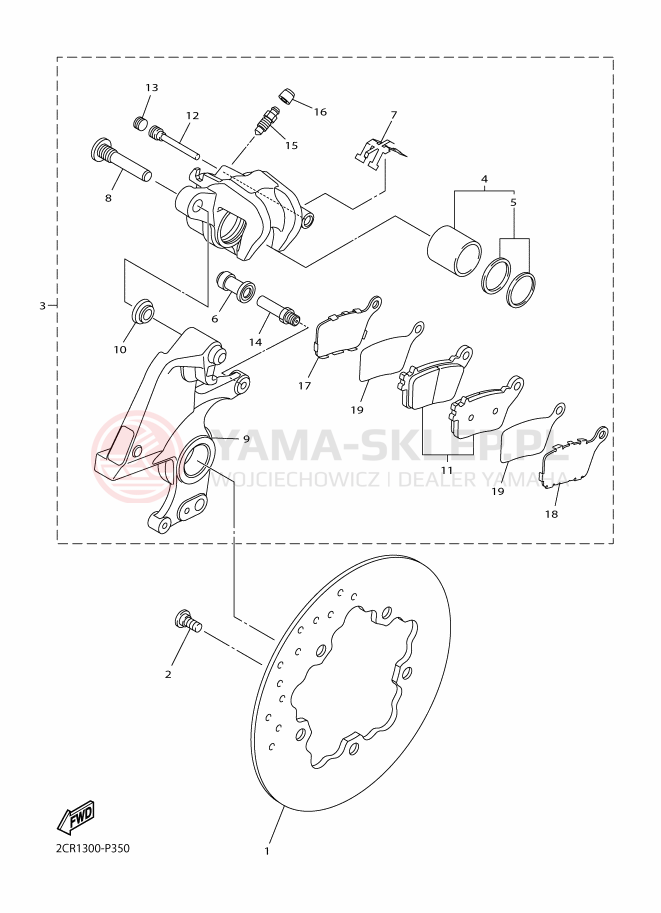 Schemat "Zacisk hamulcowy tylny" do Yamaha YZF-R1