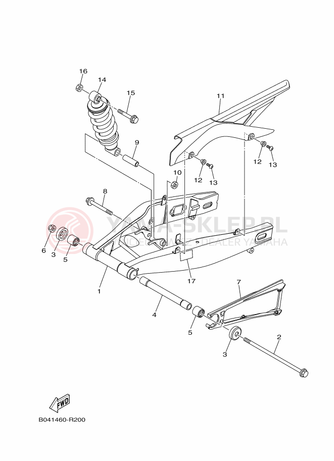 Schemat "wahacz, zawieszenie tył" do Yamaha MT-250