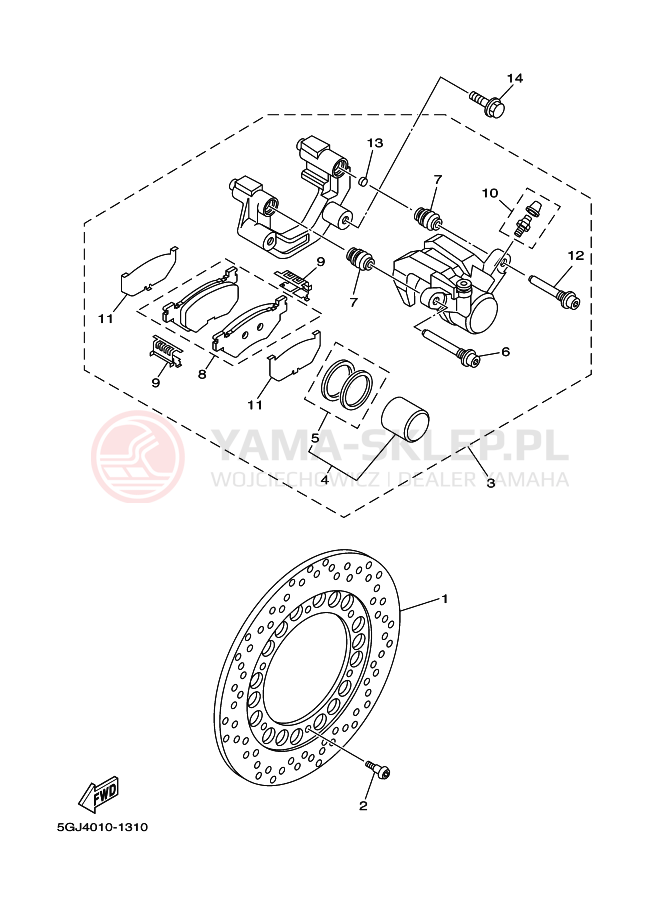 Schemat "Zacisk hamulcowy tylny" do Yamaha TMAX