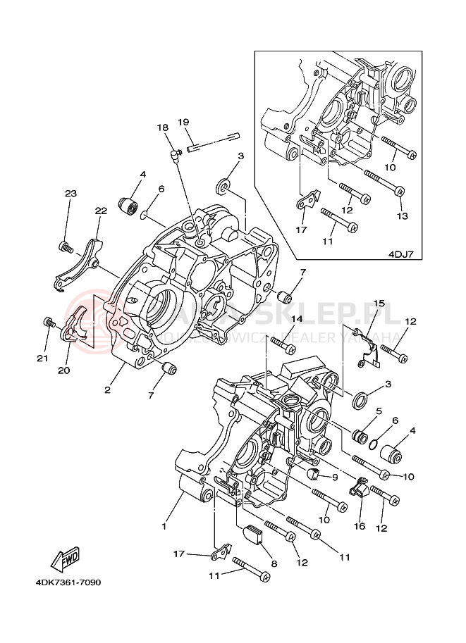 Schemat "Obudowa silnika" do Yamaha DT125RE