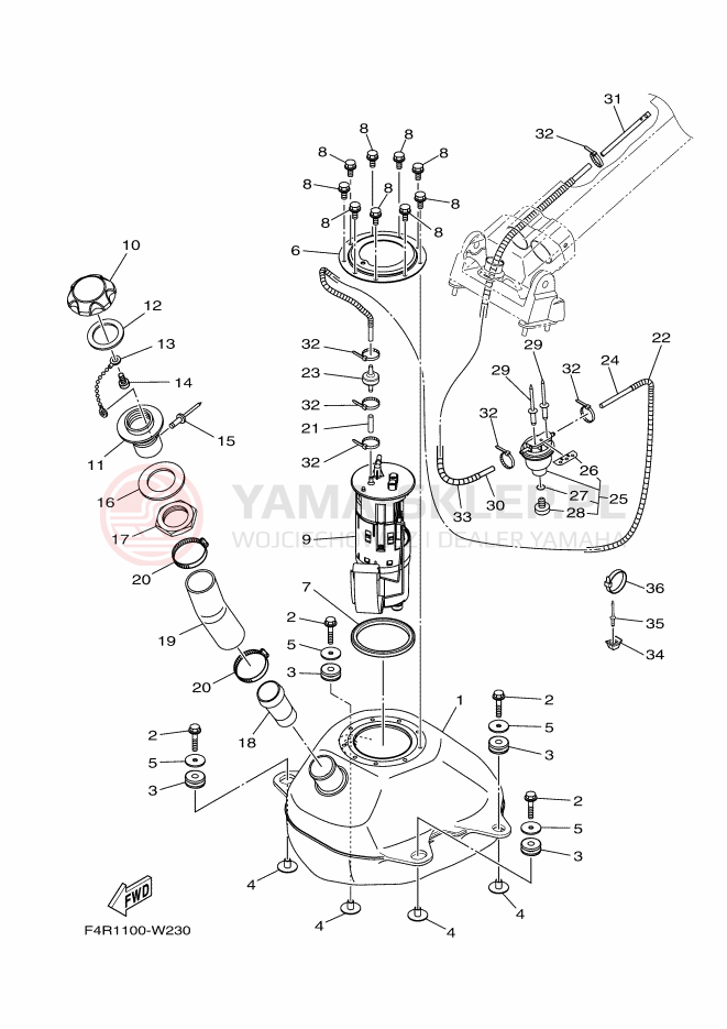 Schemat "zbiornik paliwa" do Yamaha SJ1050
