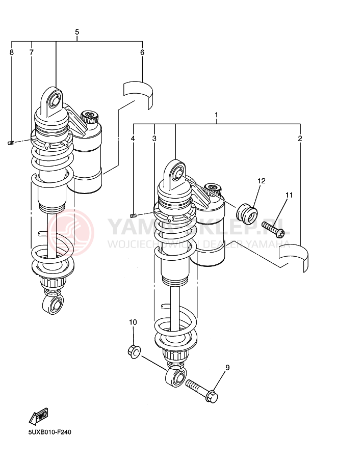 Schemat "zawieszenie tył" do Yamaha XJR 1300