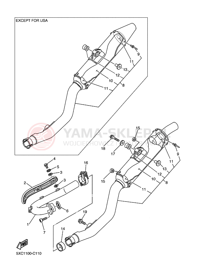 Schemat "Wydech końcowy" do Yamaha YZ250F