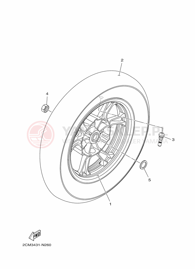 Schemat "Koło tył" do Yamaha TRICITY 125