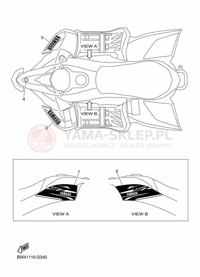 Schemat "naklejki" do Yamaha YFZ50