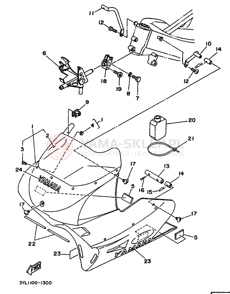 Schemat "elementy nadwozia" do Yamaha TZ250