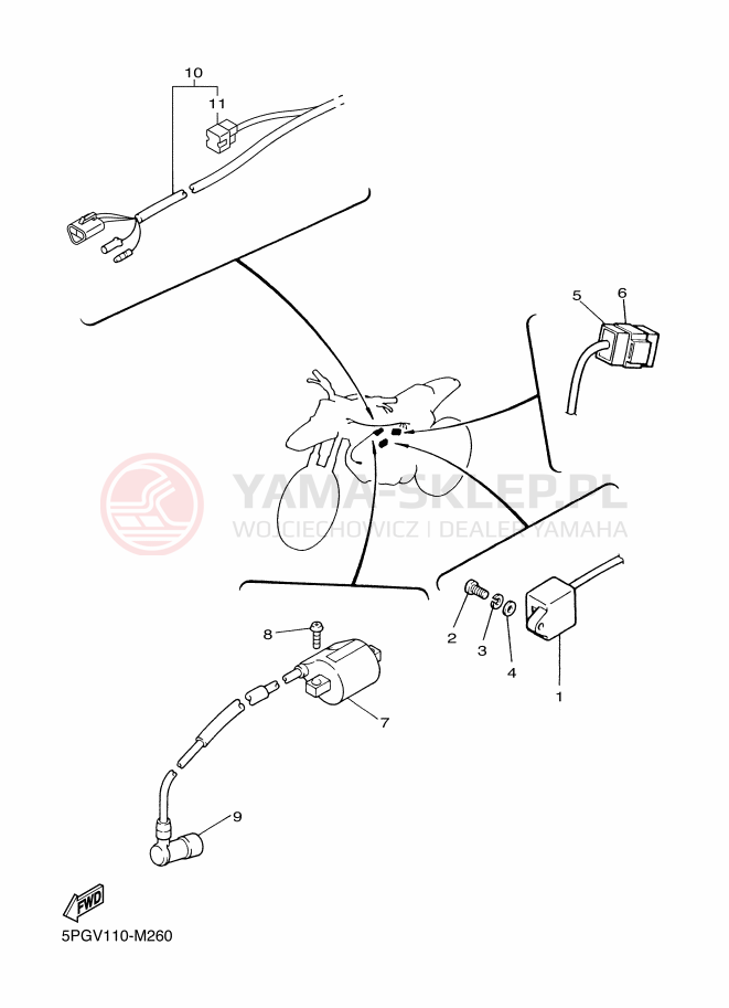 Schemat "układ elektryczny" do Yamaha PW50