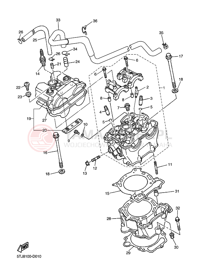 Schemat "cylinder" do Yamaha WR450F